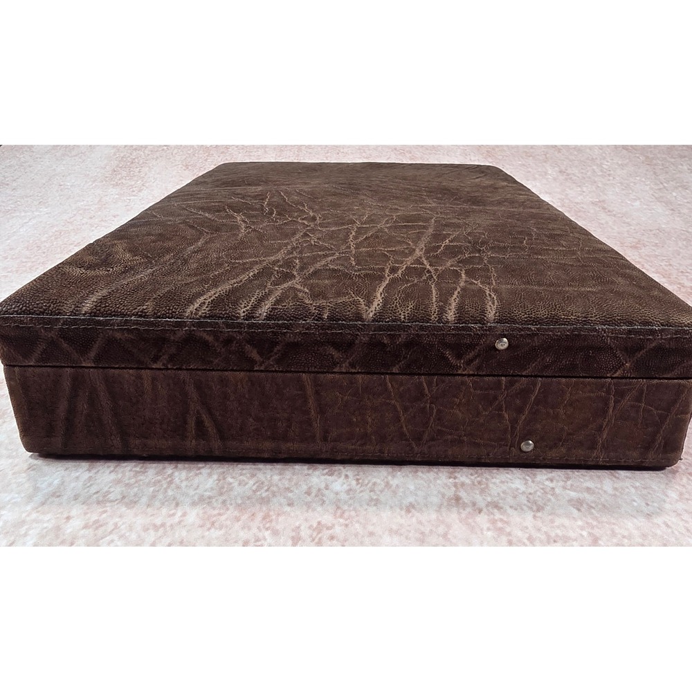 Vintage Elephant Embossed Leather Attache Briefcase Combination Lock Brown Case - Picture 7 of 14